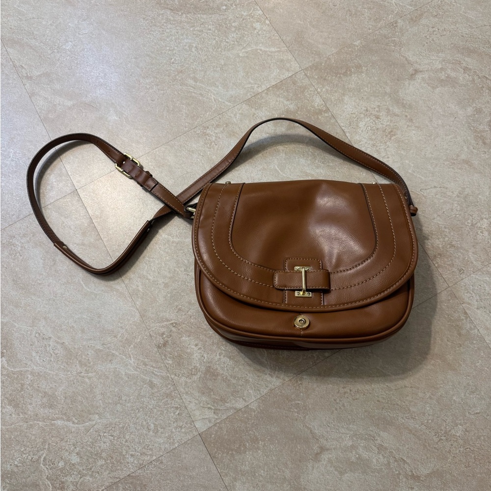 Nine West Elegant Brown Leather Shoulder Bag